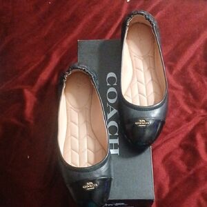 Coach Black Leather Ballet Flats